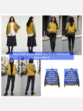 Kenzo Paris Mixed-Media Faux Fur & Twill Bomber Jacket Size S